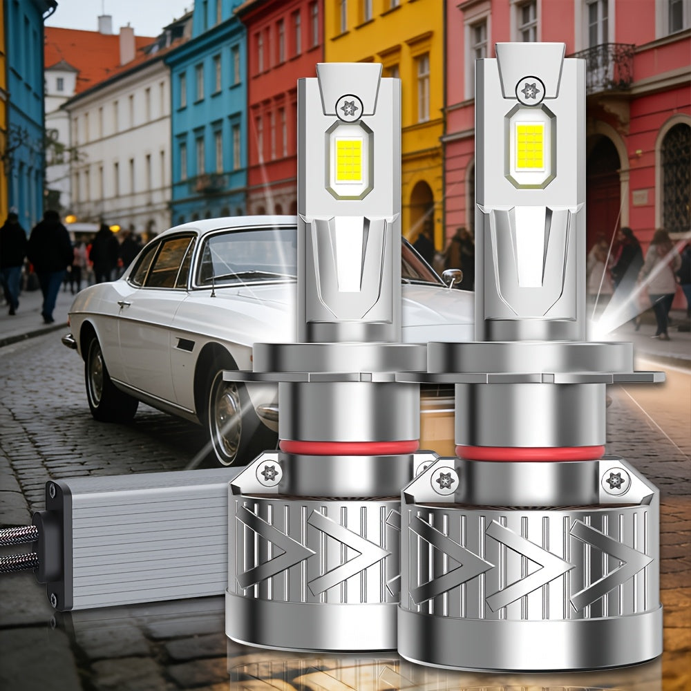 2-Pack LED Headlight Kit, Compatible with H11/H7/H4/H1, 9005/9006/9012 - 56000LM, 6500K Cool White Light, Turbo Fan Cooling and High Durability, Designed to Fit Most Vehicles, No Battery Needed