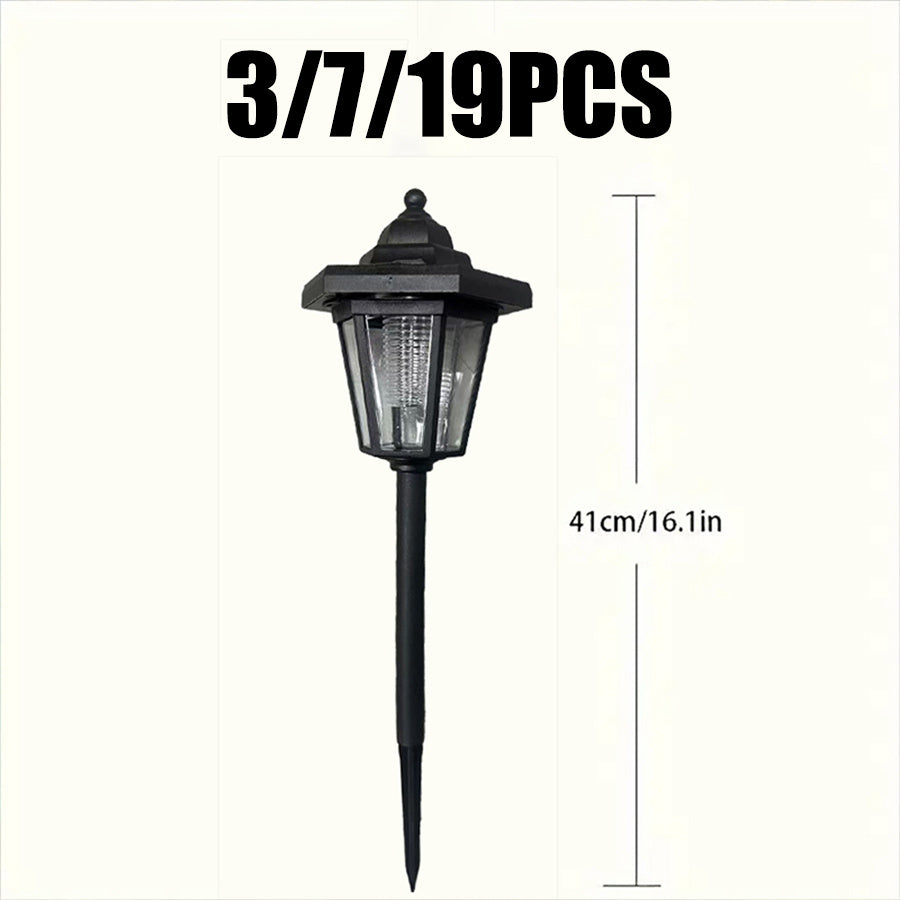 3/7/19-Piece Black Minimalist Theme IP65 Pathway Fence Light, Solar Advanced Hexagonal Fence Light Solar Outdoor Lawn Light, Suitable for Garden Post, Courtyard, Backyard Decoration, Valentine's Day Easter Gift