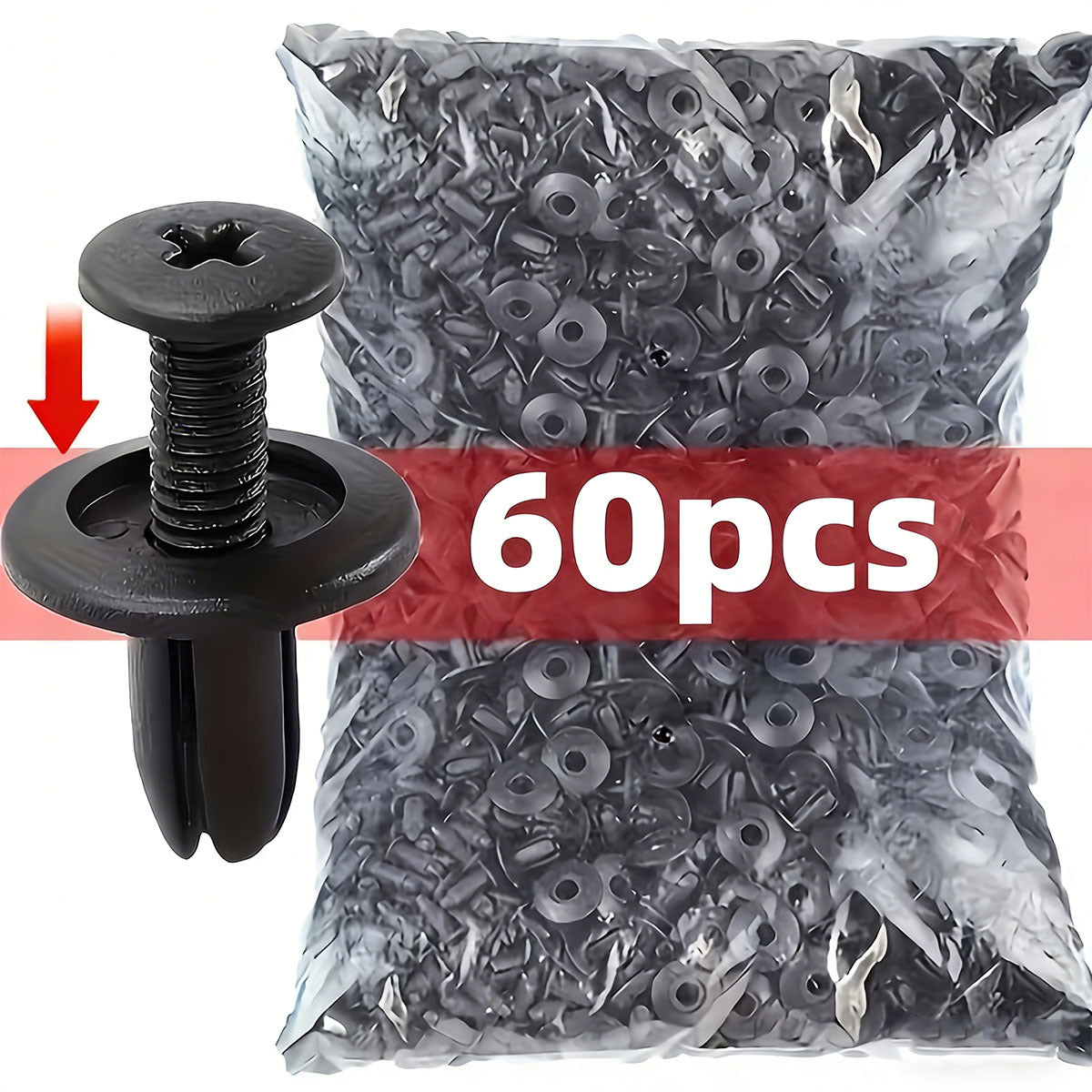 60pcs Universal Car Retainer Clips Kit 8mm Plastic Rivet Fasteners, Suitable for Fender Liners, Splash Shields, Trunk, Bumper, Door Trim Strips, Fits Toyota Kia Nissan Yamaha Ford Focus, Body Repair & Installation Accessories