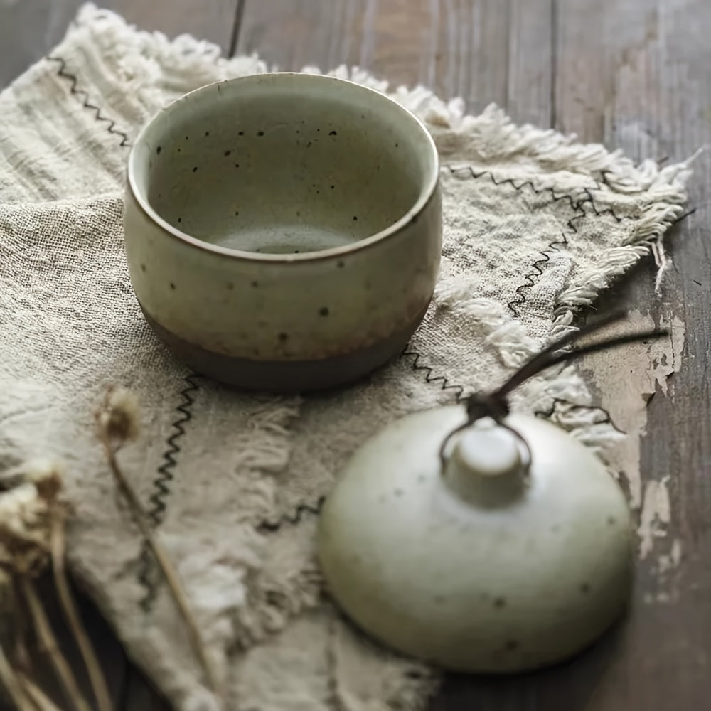 Brand New Japanese Ceramic Stoneware Pot with Lid, Perfect for Soup & Steamed Egg Custard – Ideal Home Tea Bowl & Tableware