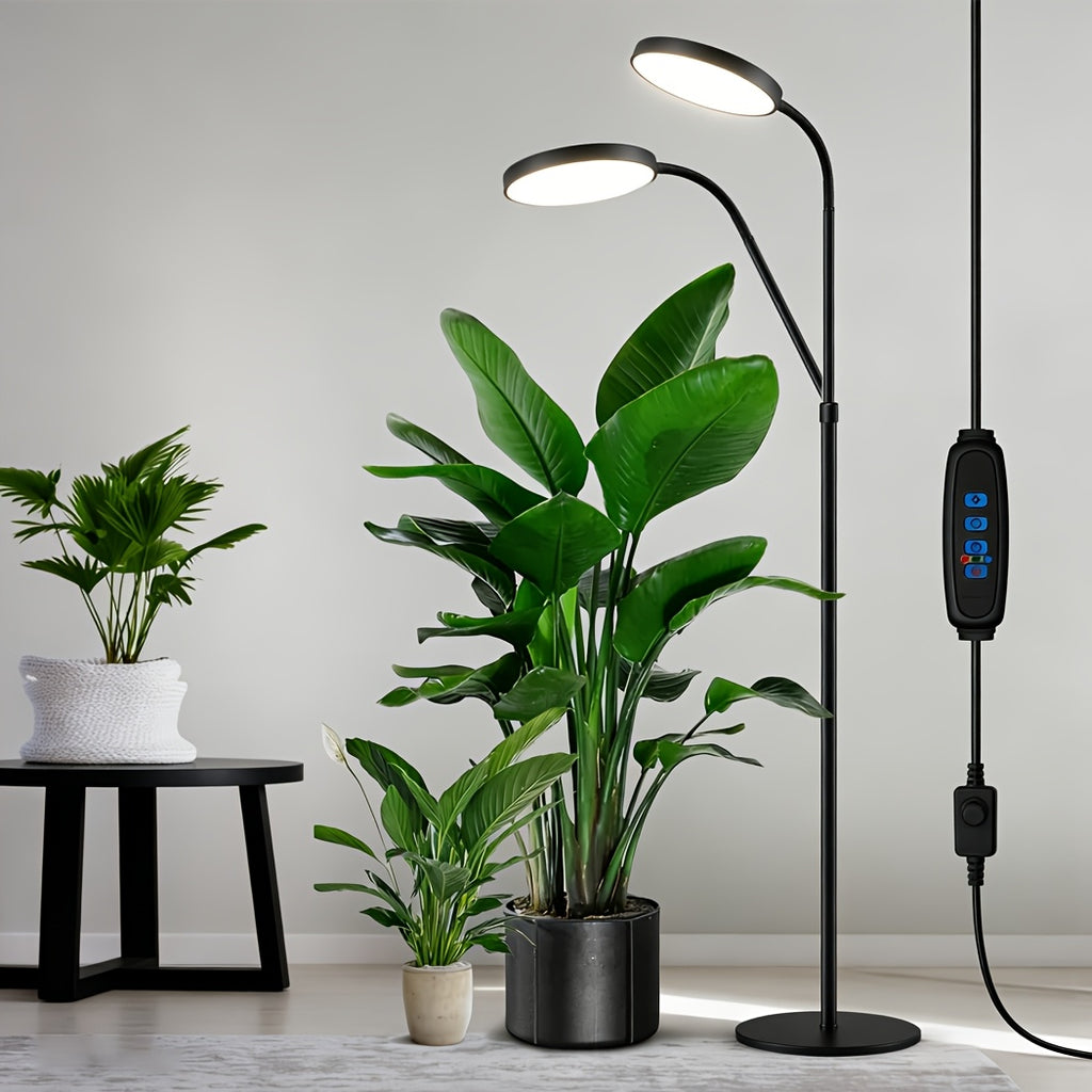 Floor-Standing Grow Light for Indoor Plants, Full-Spectrum Plant Light Bar with 68" (Approx. 172.7 cm) Stand, Suitable for Large Tall Plants, White Ring Grow Light Bar, 6/12/16H Timer, 3 Light Modes, 5 Dimming Levels