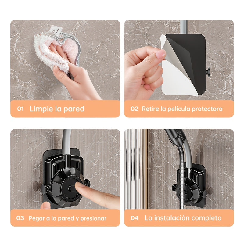 Musurjoy Bathroom Shower System Wall Mount Shower Head Holder - Adjustable Angle Shower Bracket, Silver Black Gray, No-Drill Wall Mount, Father's Day Gift, New Summer Product
