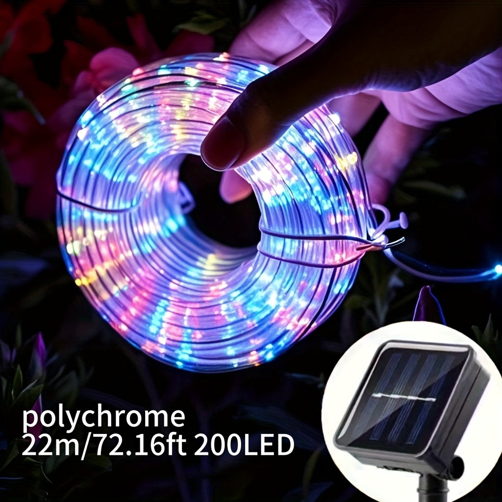 Solar LED tube light, 8 modes optional - 50/100/200/300 LED beads, new spring design, compatible with flexible wiring, specially designed for garden, wedding, Christmas decoration, supports solar charging