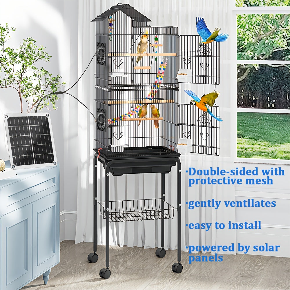 10W Solar Panel Fan Set, Built-in DC Fan, Suitable for Small Chicken Coop, Greenhouse, Shed, Pet House and Window Exhaust System