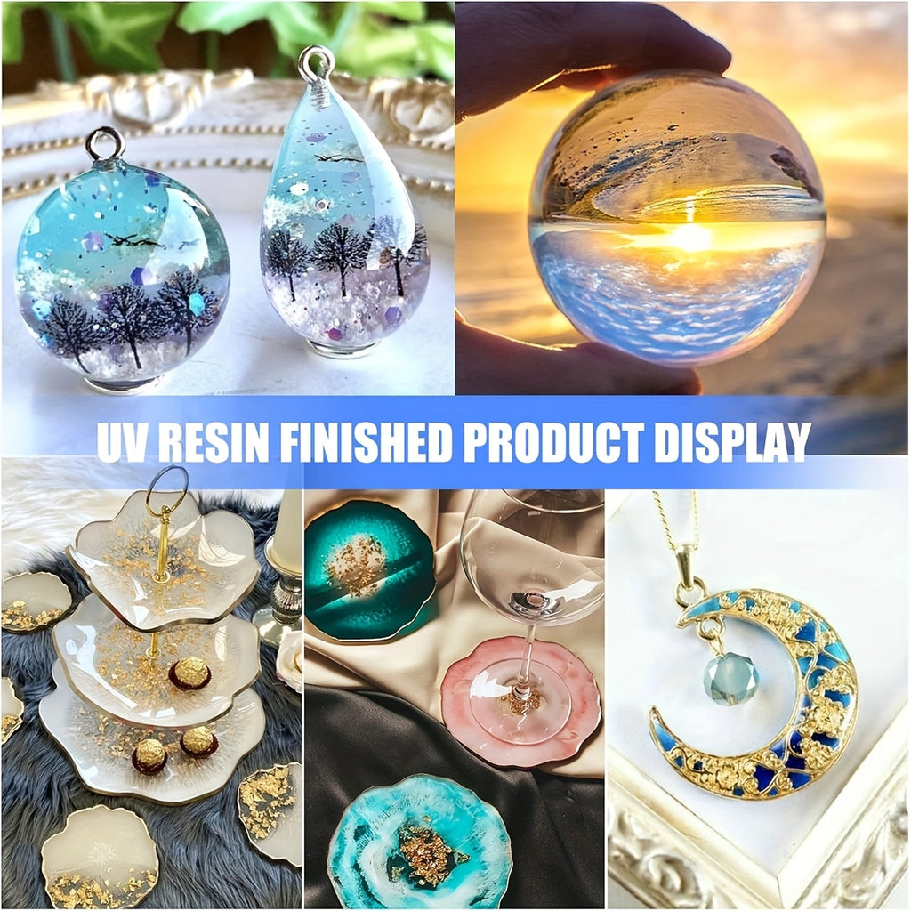 32盎司水晶透明环氧树脂套装——自流平低气味环氧树脂，高光泽不发黄，适用于DIY模具与铸造，制作台面、桌面、艺术工艺品、杯垫、皂模——简易混合系统（无需着色剂）