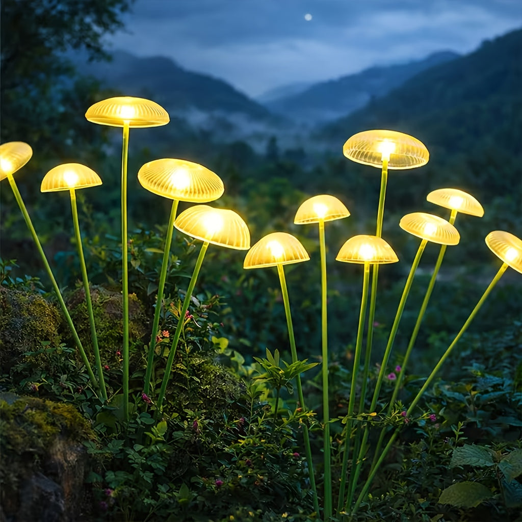 Solar Jellyfish Mushroom Light, 6/8/10 LEDs, 2 Flicker Modes, Courtyard Lawn Light Decoration | Outdoor Solar Garden Light, Perfect for Courtyard, Street, Party Tree Decoration, 11 Festival Decorations