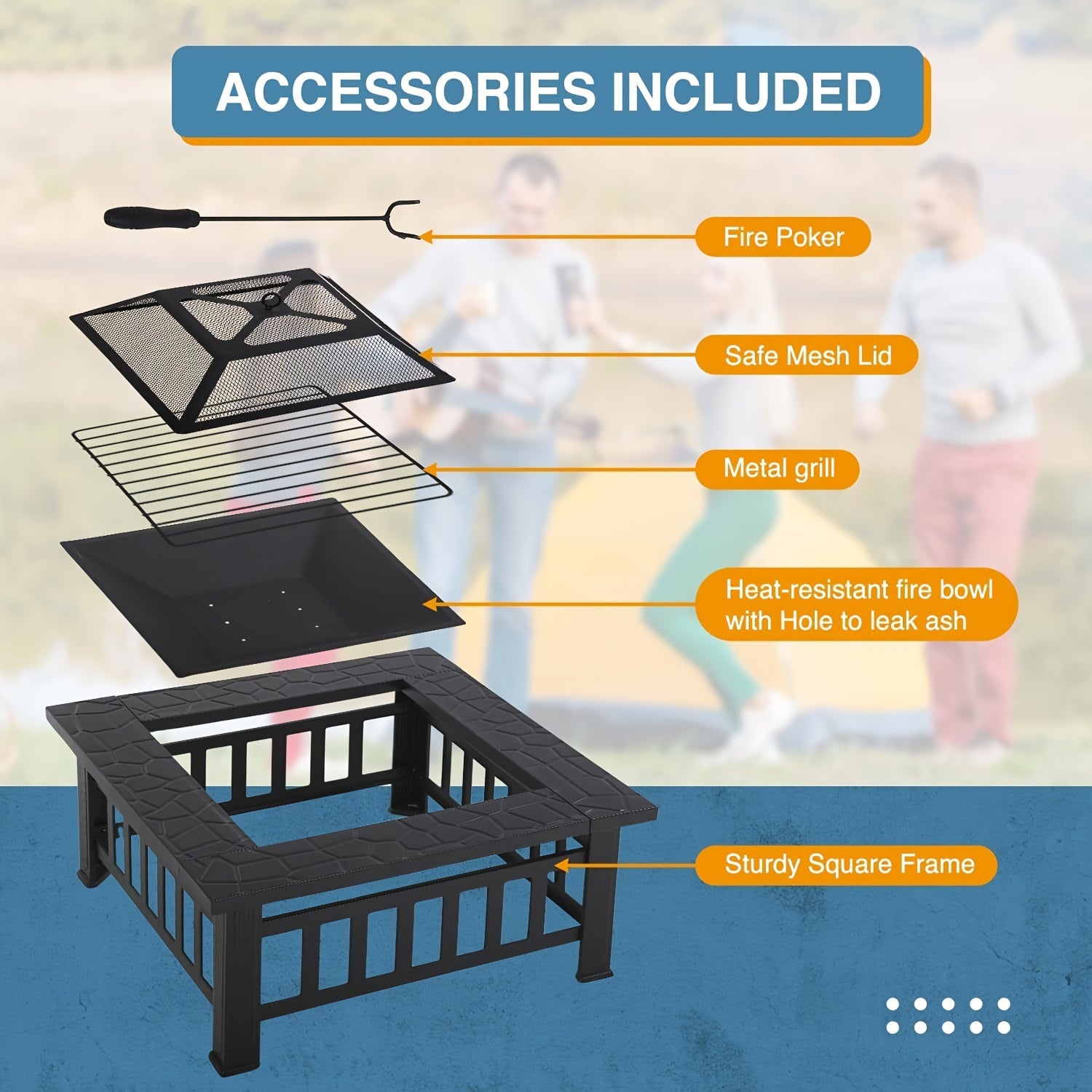 32-Inch Square Fire Pit