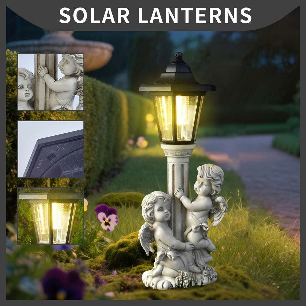 Resin Classical Figure Solar Outdoor Light Statue Ornament, Creative Resin Sculpture, Christmas Home Decoration, Path Corridor Ambient Light, Garden Courtyard Villa Warm Night Light, Unique Birthday/Holiday Gift