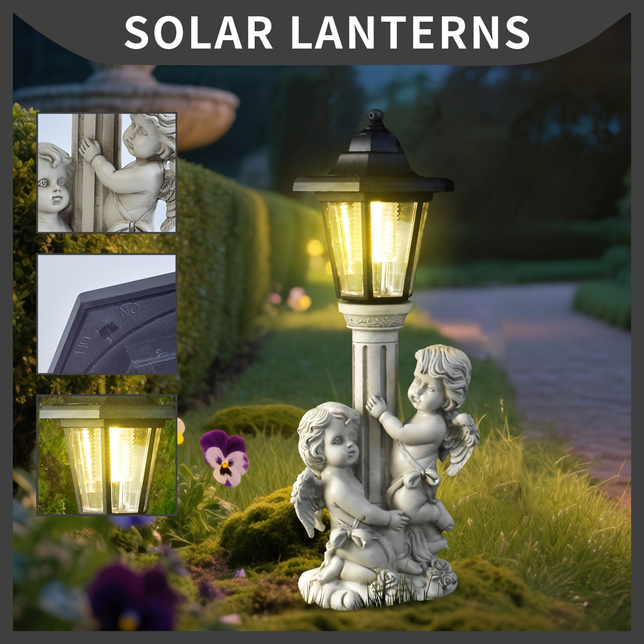 Resin Classical Figure Solar Outdoor Light Statue Ornament, Creative Resin Sculpture, Christmas Home Decoration, Path Corridor Ambient Light, Garden Courtyard Villa Warm Night Light, Unique Birthday/Holiday Gift