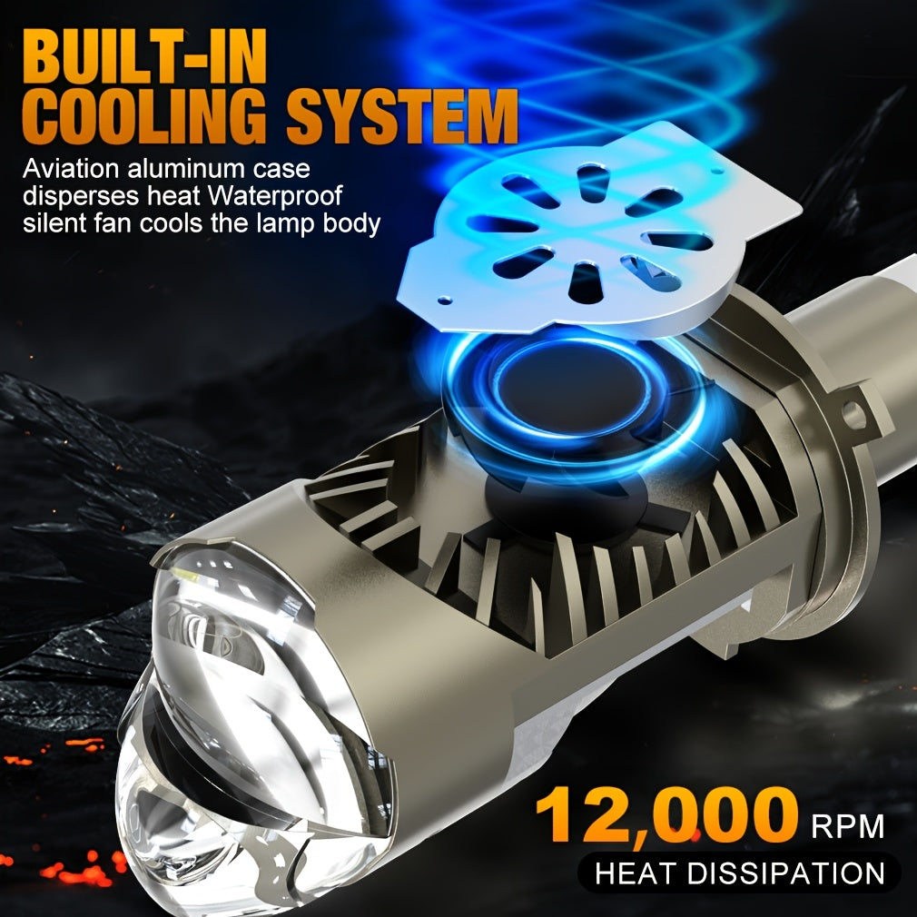 2-Pack, 90W, 28000 Lumens New LED Projector Lens Headlight, Easy to Install, with H4/9003/HB2 Connector, 3570 CSP Technology and Canbus Compatibility, for Cars and Motorcycles, with Dual High/Low Beam Function