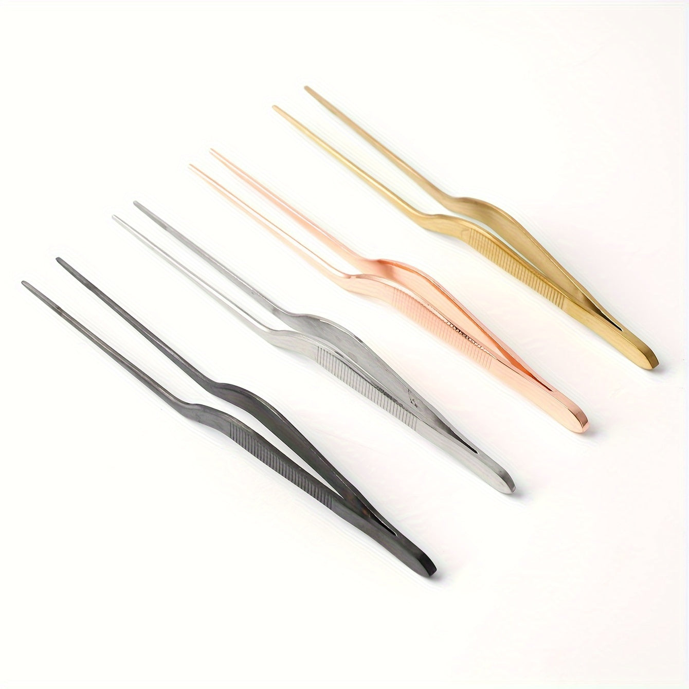 1PC/4PCS Cake Decorating Tweezers, 430 Stainless Steel Molecular Cuisine Plating Tongs, Chef Kitchen Plating Decor Tools