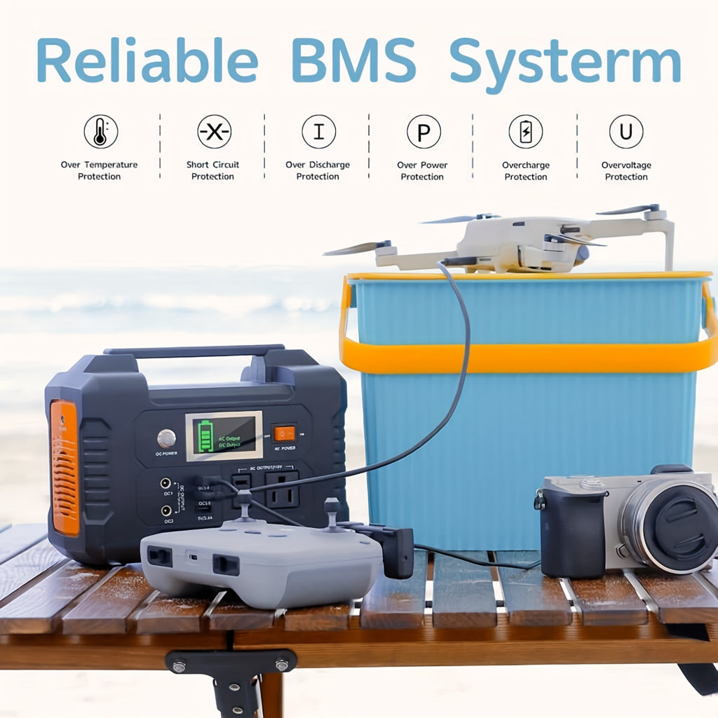Flashfish 便攜式電源站鋰電池組，120W/150W/200W 便攜式太陽能發電機站，60W/100W 太陽能板可選，151Wh 鋰電池備用電源，具備 110V AC USB DC 輸出，適用於家庭緊急情況、戶外露營、露營車、釣魚