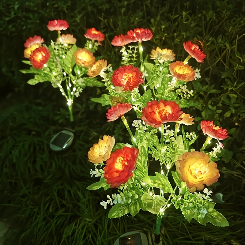 Solar 7-Head Lotus Shape Snowscape New Rural Plant Flower Light, Ground Insert Courtyard Atmosphere Lamp, Gift Light