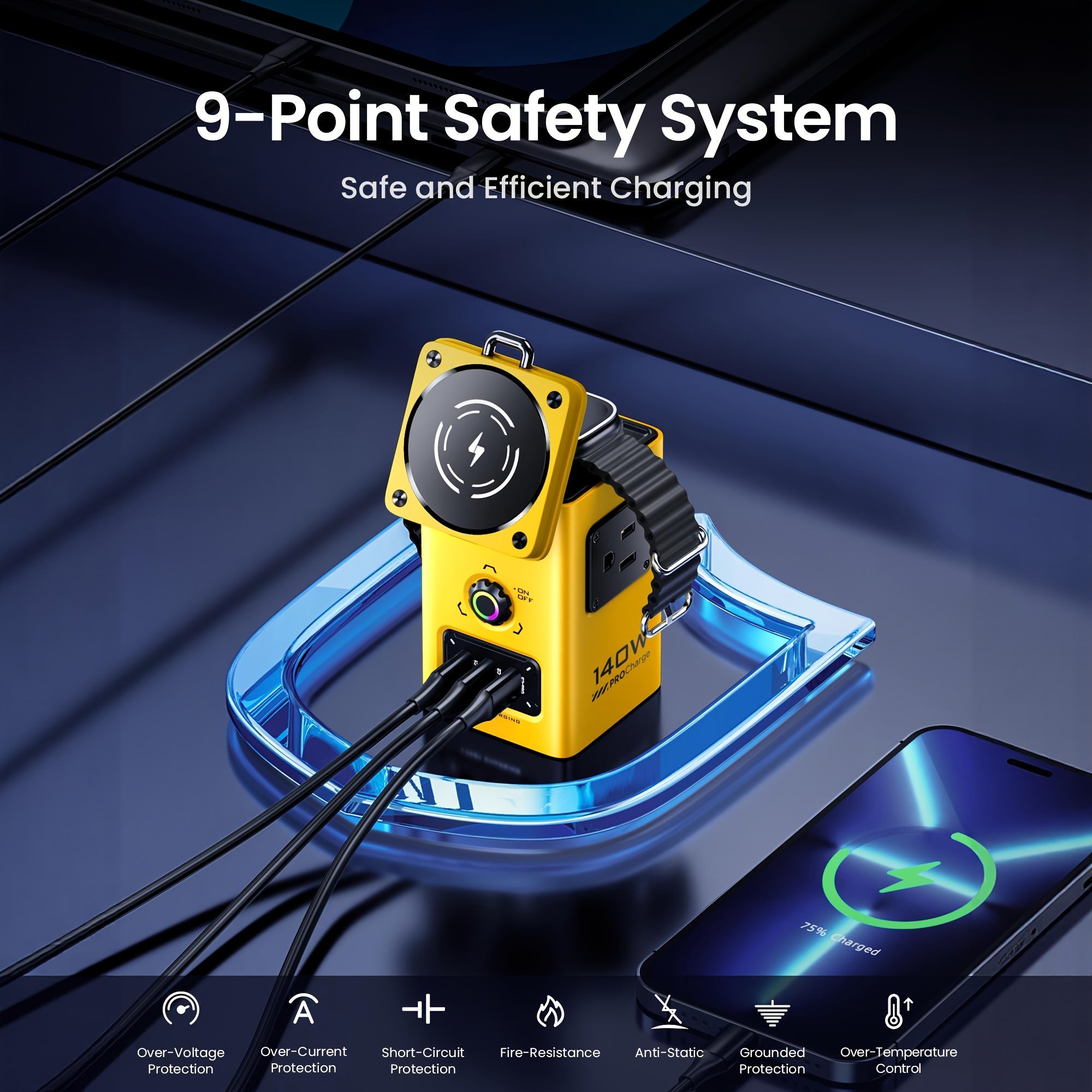 PISEN 8-in-1 Magnetic Wireless Charging Station Compatible for iPhone 17/16/15/14/13/12, Hub with Qi2 Fast Charger, 140W Power Adapter, Breathing & System, USB-C Cable & Magnetic Ring Included, Travel-Friendly (8-Device)