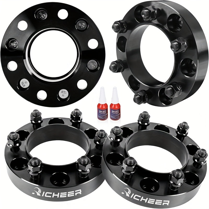 1.25-Inch 6×5.5" Wheel Spacers for Tacoma, Tundra, 4Runner & FJ Cruiser – Includes 4 Forged M12×1.5 Studs & 106mm Hub Bore – Black Gloss Anodized Finish