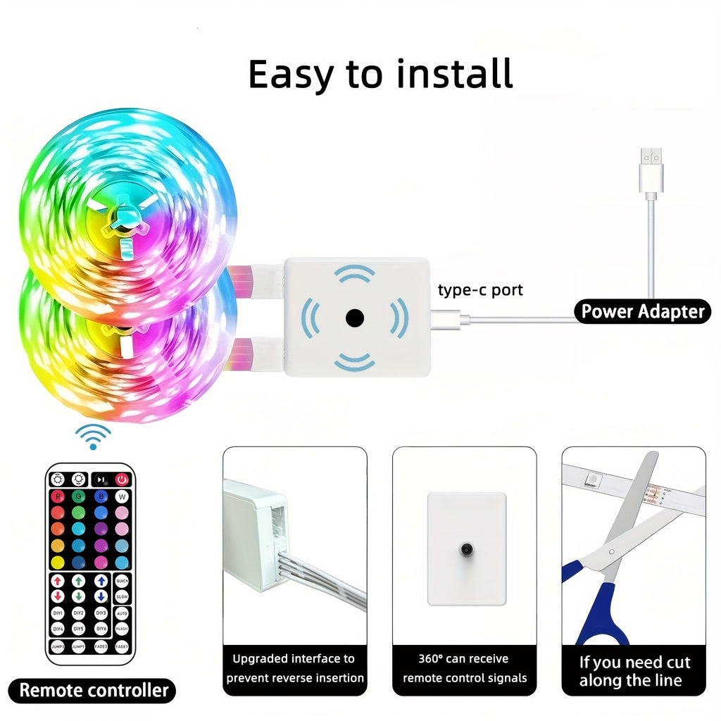 100英尺 RGB LED灯带，带App和遥控器，可同步音乐实现动态颜色变化，非常适合装饰卧室、厨房、派对