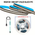 AOEVK WS2812B RGB LED 燈條，4.92 英尺變色，帶 3 鍵遙控器，USB 供電，144 個 LED/米，單獨可定址，內建 IC 晶片，適用於遊戲室、家庭劇院、派對裝飾