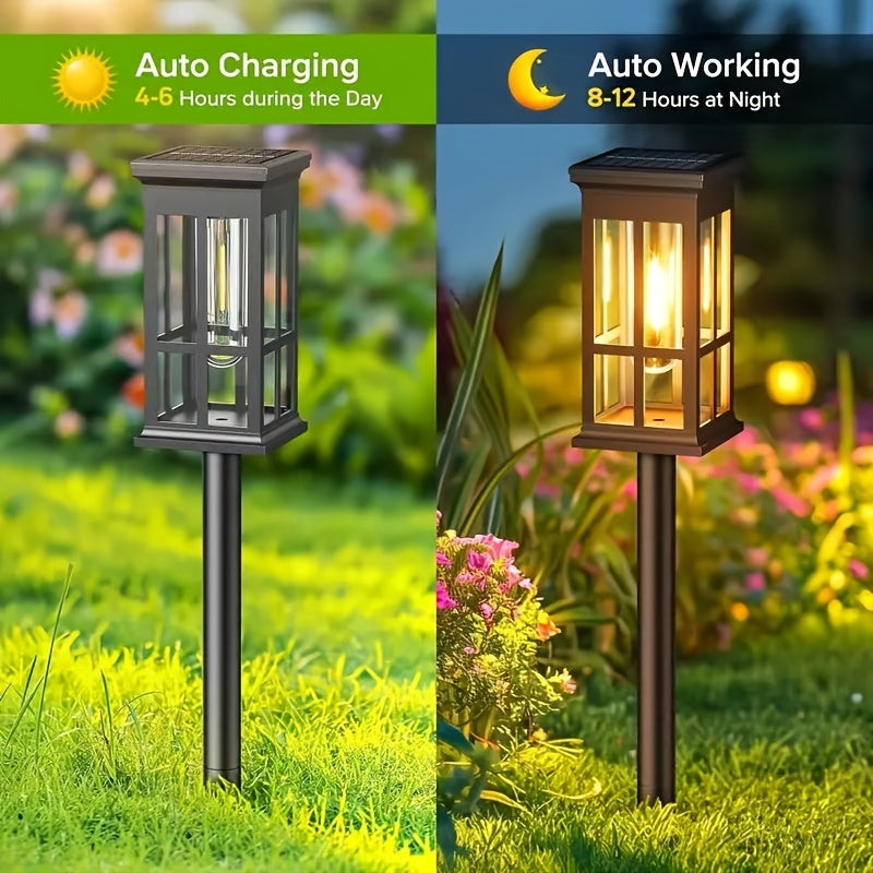 Solar LED Lawn Light - Warm Light, High-Quality Outdoor Garden Lighting, Suitable for Villa, Garden, Patio and Walkway - Available in 4/6/8-Pack, Easy to Install, Solar Garden Light IP54