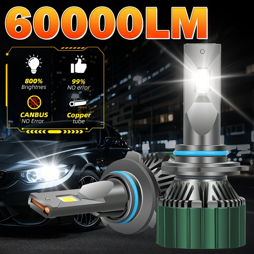 LSLIGHT H4 H7 LED Headlights 2-Pack, High Power, Canbus Compatible, H11 H1 9005 HB3 9006 HB4 Turbo Light, Emits 6000K White Light, Suitable for Cars, Ideal for Fog Lights, No Battery Included