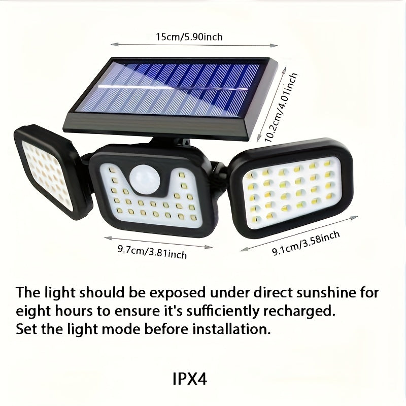 LED Outdoor Solar Street Light, Garden Wall Light with 3 Modes and Sensor – Perfect for Courtyards, Stadiums, Playgrounds, Hotels, Gardens, Garages, Backyards, Patios and Pathways, Solar Light with Panel, Solar Sensor Light, Solar Light