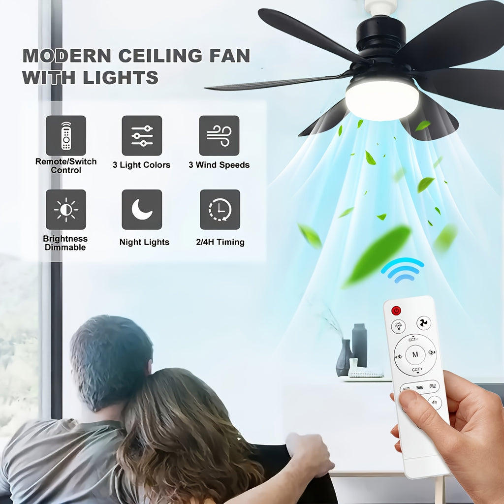 XBATE Smart Ceiling Fan Light, Smart Display & Remote Control, Hardwired 6-Blade Low Profile Fan, 3-Speed Quiet Motor, 3 Color Dimmable LED Light, E27/E26 Base Flush Mount for Bedroom Kitchen Study