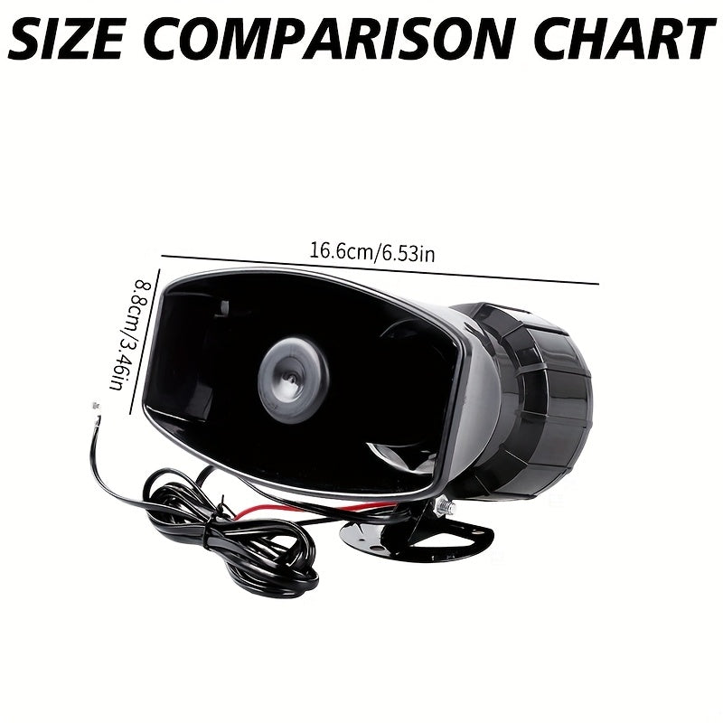 [2025 New] 12V Universal Vehicle Alarm Horn Speaker - 7 Sound Effects, One-Key Switch! Perfect for Motorcycles, Cars, Trucks, RVs & Modified Vehicles, Easy Installation