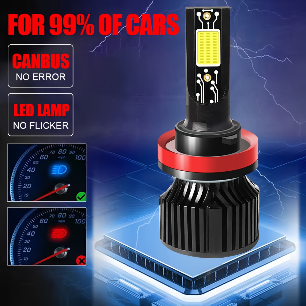 2-Pack Car LED Headlights H4 Bulbs 20000 Lumens High/Low Beam Integrated Universal for H1, H4, H7, H11 CSP Chip CANbus Error-Free 360° Beam Angle Compatible with HB3/9005, HB4/9006, HIR2/9012-G03 No Battery Design Fits 99%
