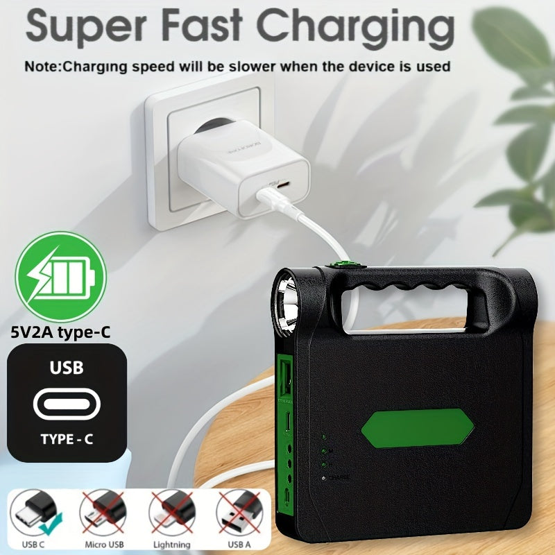 1 件便携式 6V 可充电太阳能电池板储能发电机系统 USB 充电器带灯照明家用太阳能系统套件