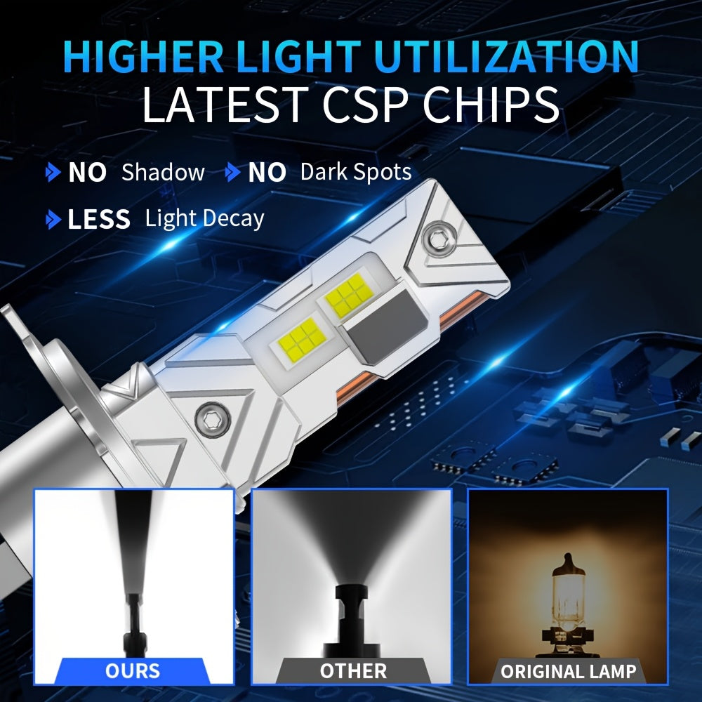 1 Pair 2025 Upgraded H4 LED Headlight Bulbs Copper Tube 12V 6500K Super Bright LED H4 9003 High/Low Beam Headlights 1:1 Plug-and-Play