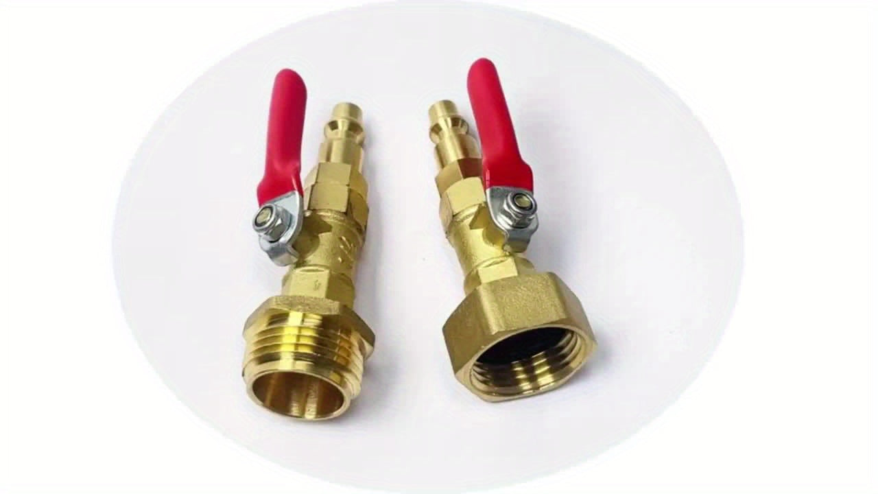 RV Winterize Blowout Adapter, with 1/4" Quick Connect Plug and 3/4" Garden Hose Thread, Winterize Quick Adapter with Ball Valve for Boat Camper Trailer Sprinkler System Irrigation Kit Fittings