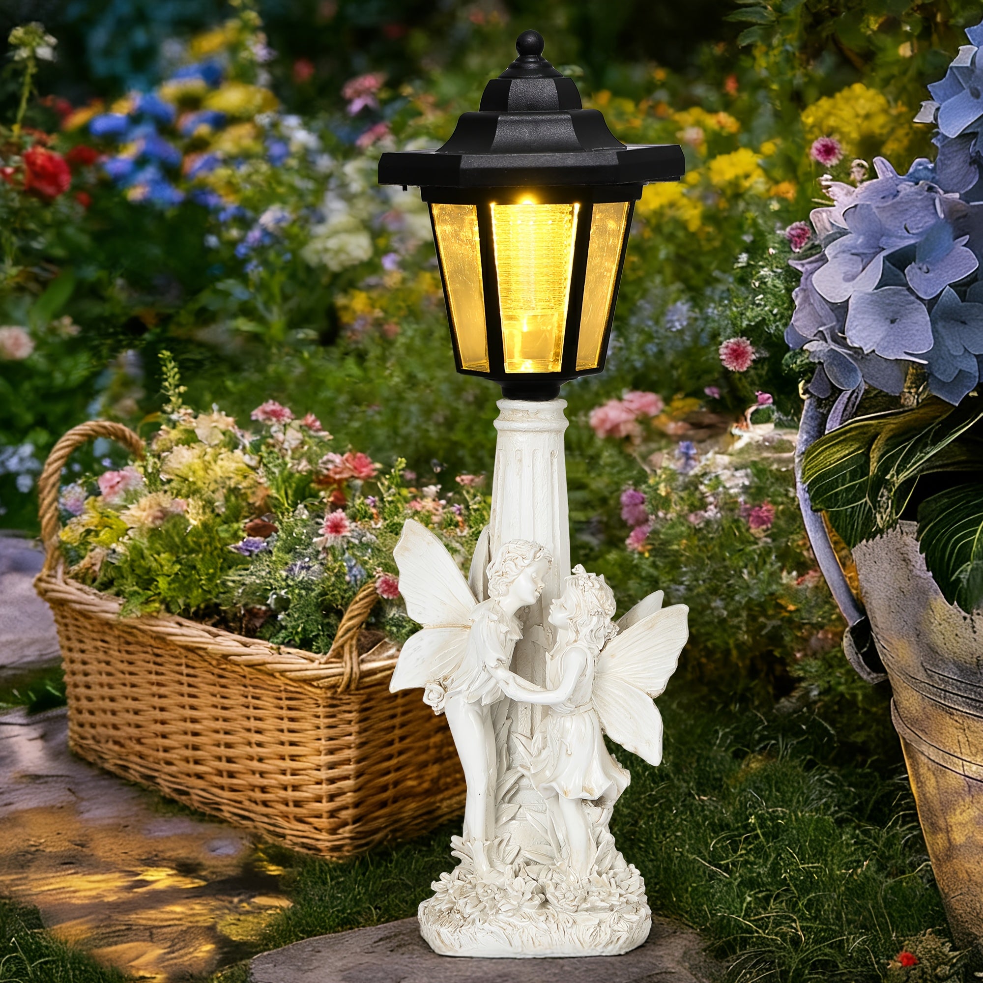 OTDECOR 1-Piece Solar Couple Angel Outdoor Statue Light, IPX4 Outdoor Boy and Girl Garden Statue, Outdoor Solar Light, Suitable for Balcony, Lawn, Porch Decoration, Housewarming Gift for Family and Friends