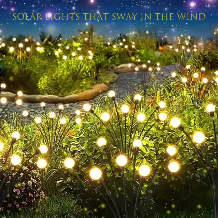 10 Pack Solar Firefly Lawn Light, LED Wind-Driven Ground Insert Decoration for Garden Outdoor Paths and Grassland Lighting, Home Courtyard Ambient Lighting, Solar Spotlight for Plants, Solar Garden Lighting