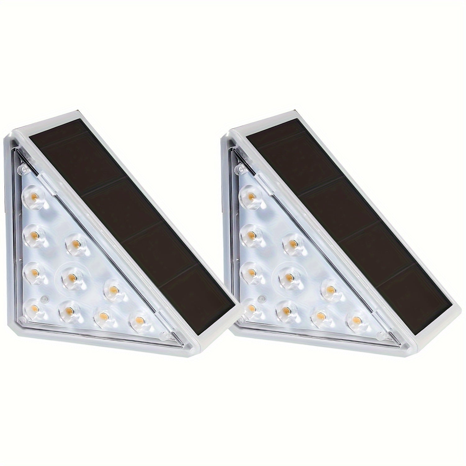 10 LED太阳能三角灯，2/6/12件户外庭院楼梯景观灯，暖光和白光，IP65非常适合庭院、草坪、楼梯、街道、露台、节日等户外圣诞装饰照明
