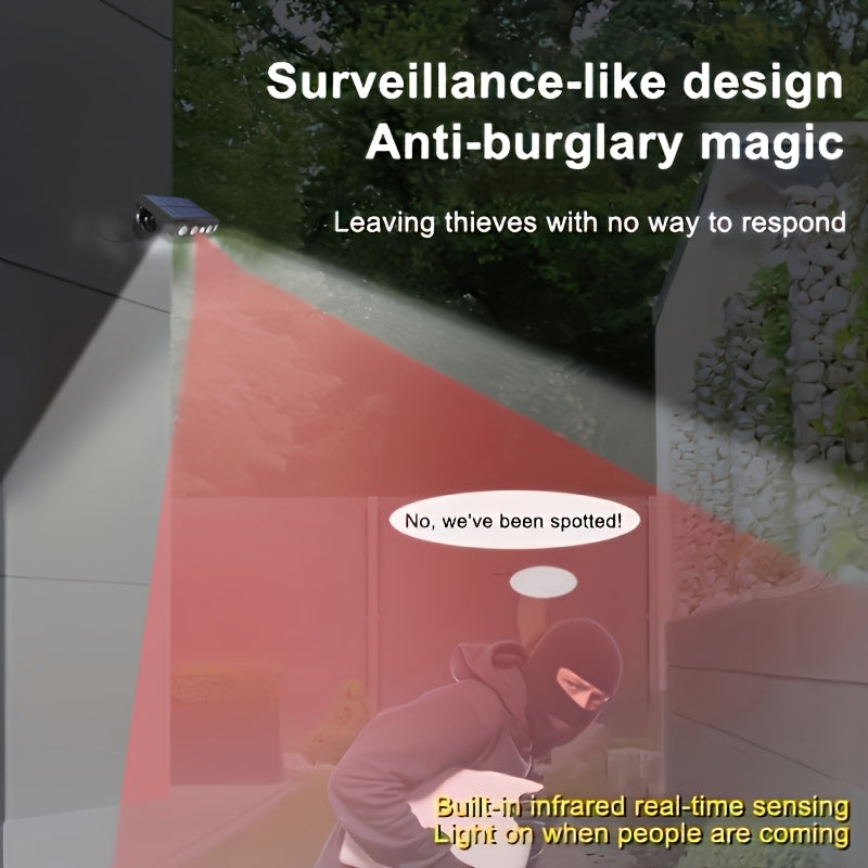 Solar Security 4 LED Light Outdoor Decorative Sensor Motion 3 Lighting Modes Street Light Built-in 18650 Lithium Battery Wall Night Working Light IP44 Solar Daylight Garden Light Super Bright Solar Security Light Garden Courtyard