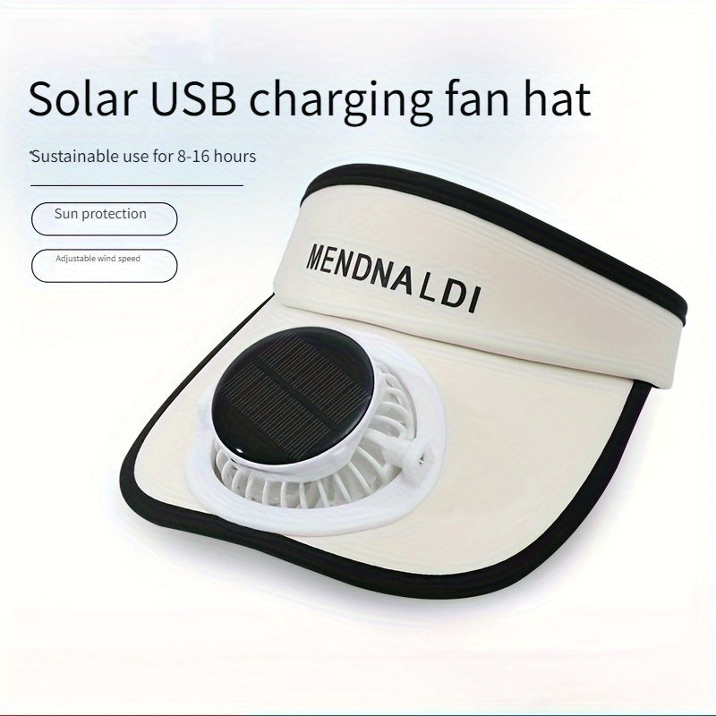 Women's Exclusive Solar + USB Dual Charging Empty Top Fan Hat | Built-in 650mAh Battery, 8-10 Hours Long Battery Life, Stylish UV Protection Sun Hat, Must-Have for Outdoor Travel, Tennis and Hiking