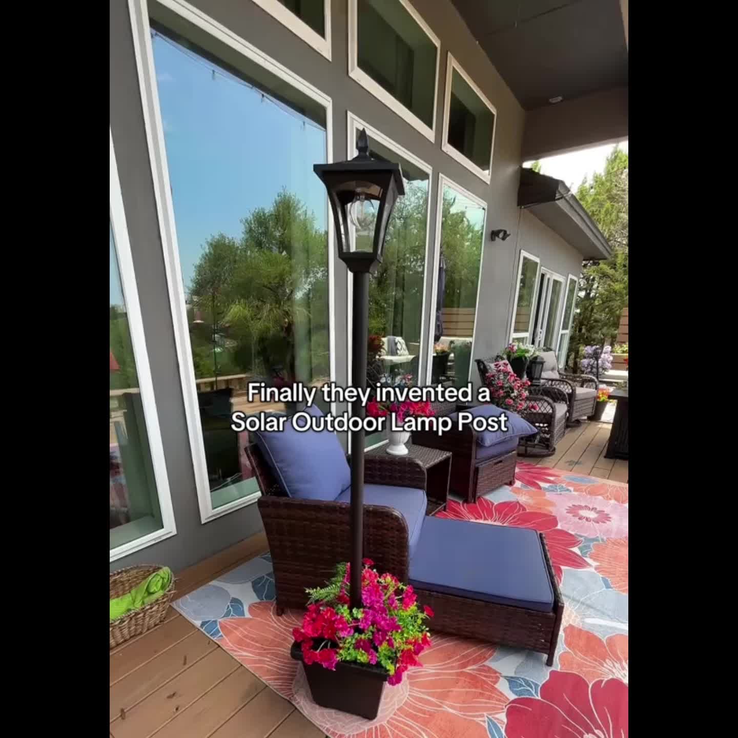 63"太阳能灯柱，带内置花盆 | 防水花园灯，适用于后院景观、车道、小路氛围营造，自动黄昏到黎明，Hoodink品牌