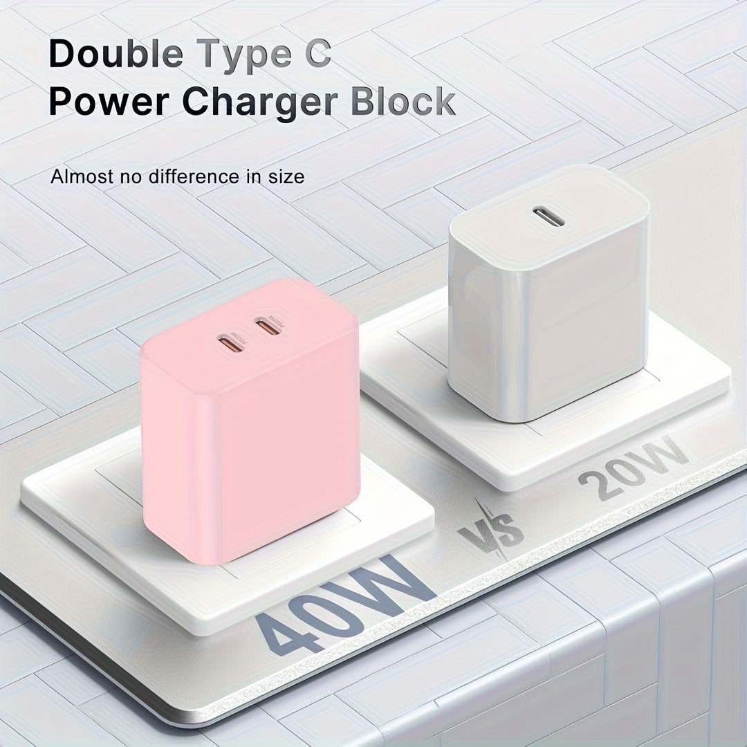 Pink Charger for Iphone 14, Featuring a 20W Dual-Port USB-C Wall Charger for Quick Charging, Along with Four 6-Foot USB-C to Lightning Cables, Compatible with for iphone Models 14, 13, 12, 11 Plus, Pro, And Pro Max. Ideal As Christmas Gifts