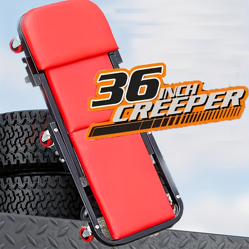 2-in-1 Creeper, 36 Inch; Z-Type Creeper Seat, Heavy-Duty Garage Chair Adjustable Rolling Folding Creeper; with Wheels. Father‘s Day Gift for Men