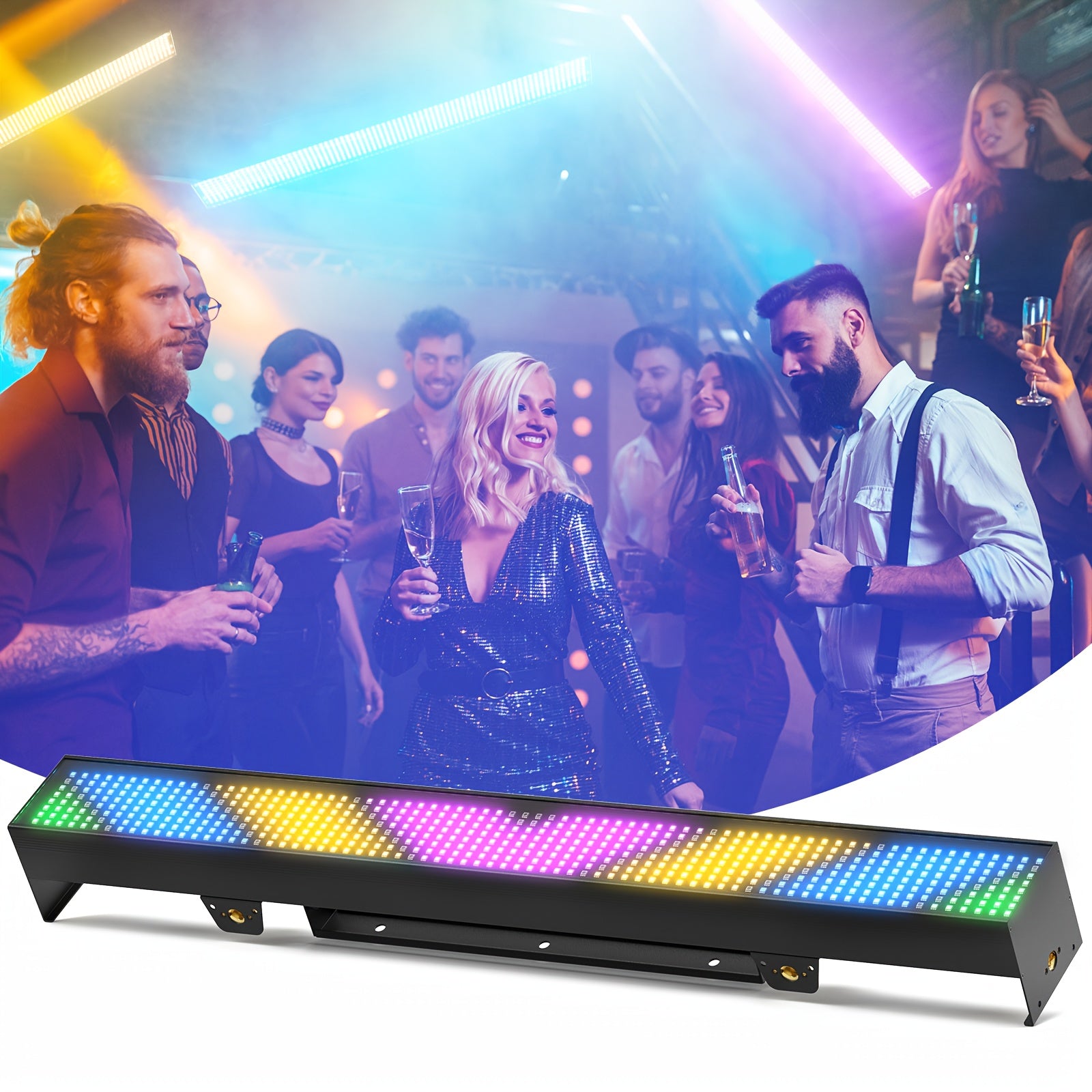 120W 666 LED RGB Wall Washer Light Bar, DJ Party Light Bar Stage Lighting, Supports 3/9/22-Channel DMX Control and Sound-Active Mode, Pixel Strobe Color Changing Light, Wall Washer Light for Church, Club, Live Performance, Wedding