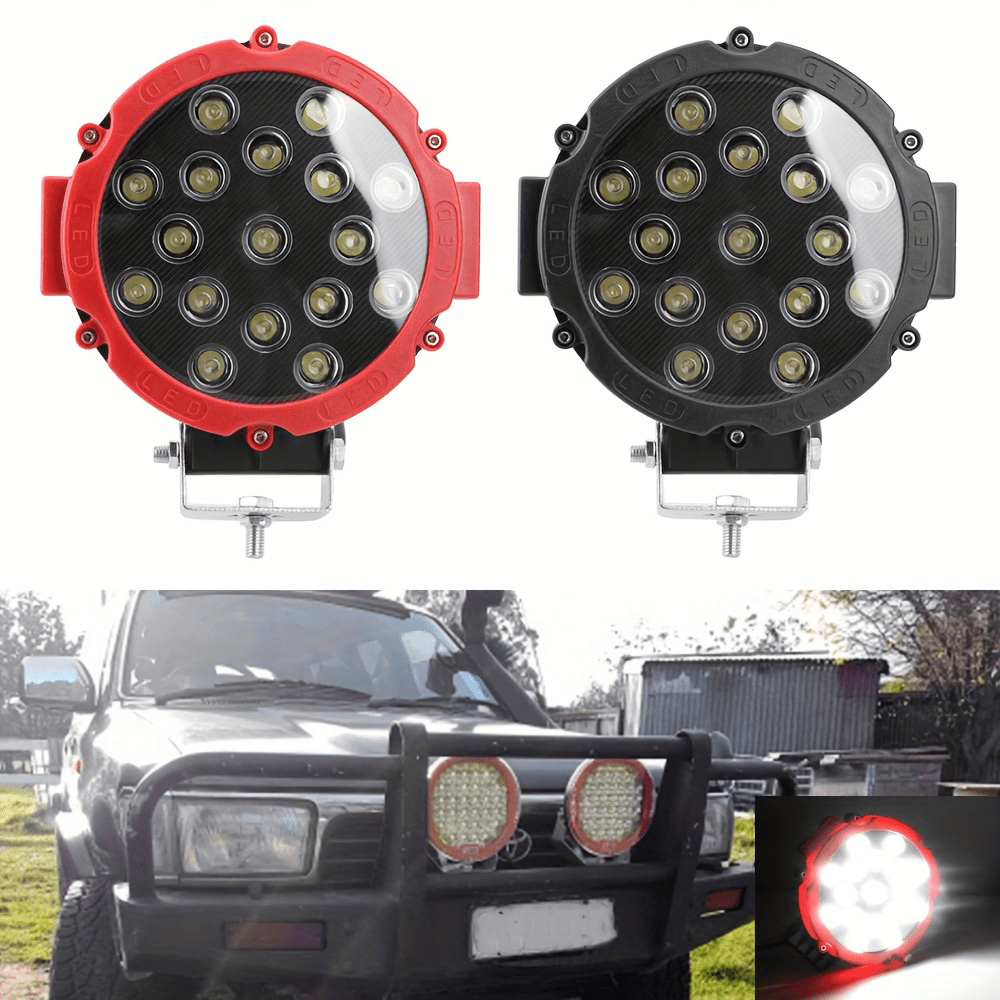 2-pack 12V 51W high brightness LED spotlight, car headlight, work light, suitable for trucks, jeeps, hummers