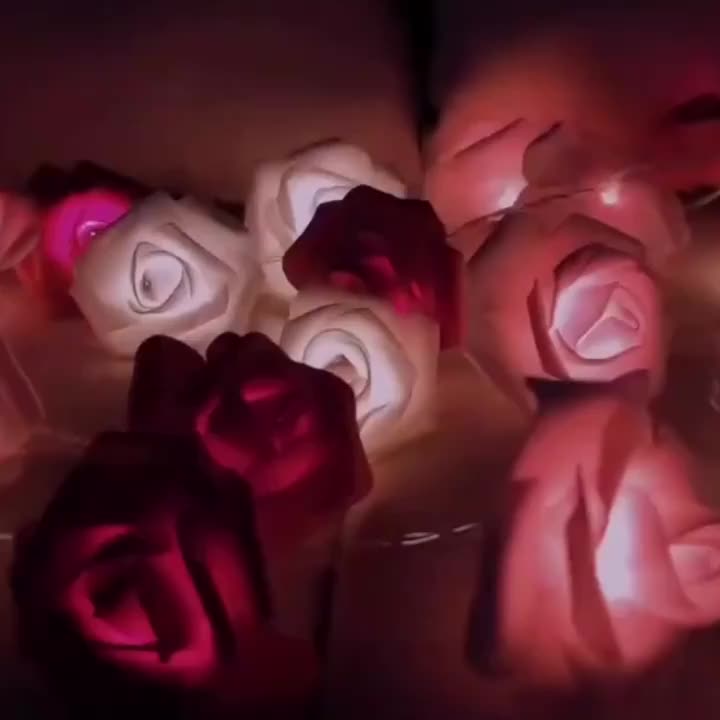 浪漫玫瑰串燈，適用於情人節婚禮、房間花園裝飾夜燈、花環婚禮街景、母親節與情人節禮物、聖誕節及萬聖節裝飾