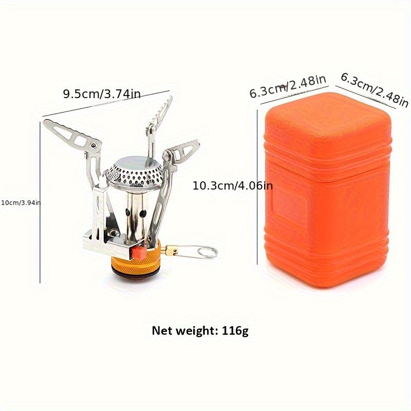 Pandatour Compact Stainless Steel Folding Stove - Portable Mini Gas Stove with Piezo Ignition, Ideal for Hiking, Camping, Picnic and Fishing | Lightweight, Durable & Easy-to-Use Outdoor Cooking Solution, Camping Stove