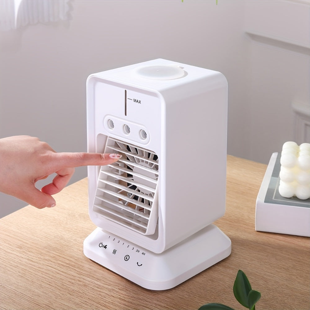 Mini Desktop Fan Spray Humidifying Oscillating Fan, USB Plug-in Touch Control Small Fan, 3 Speed Levels with Timing Function