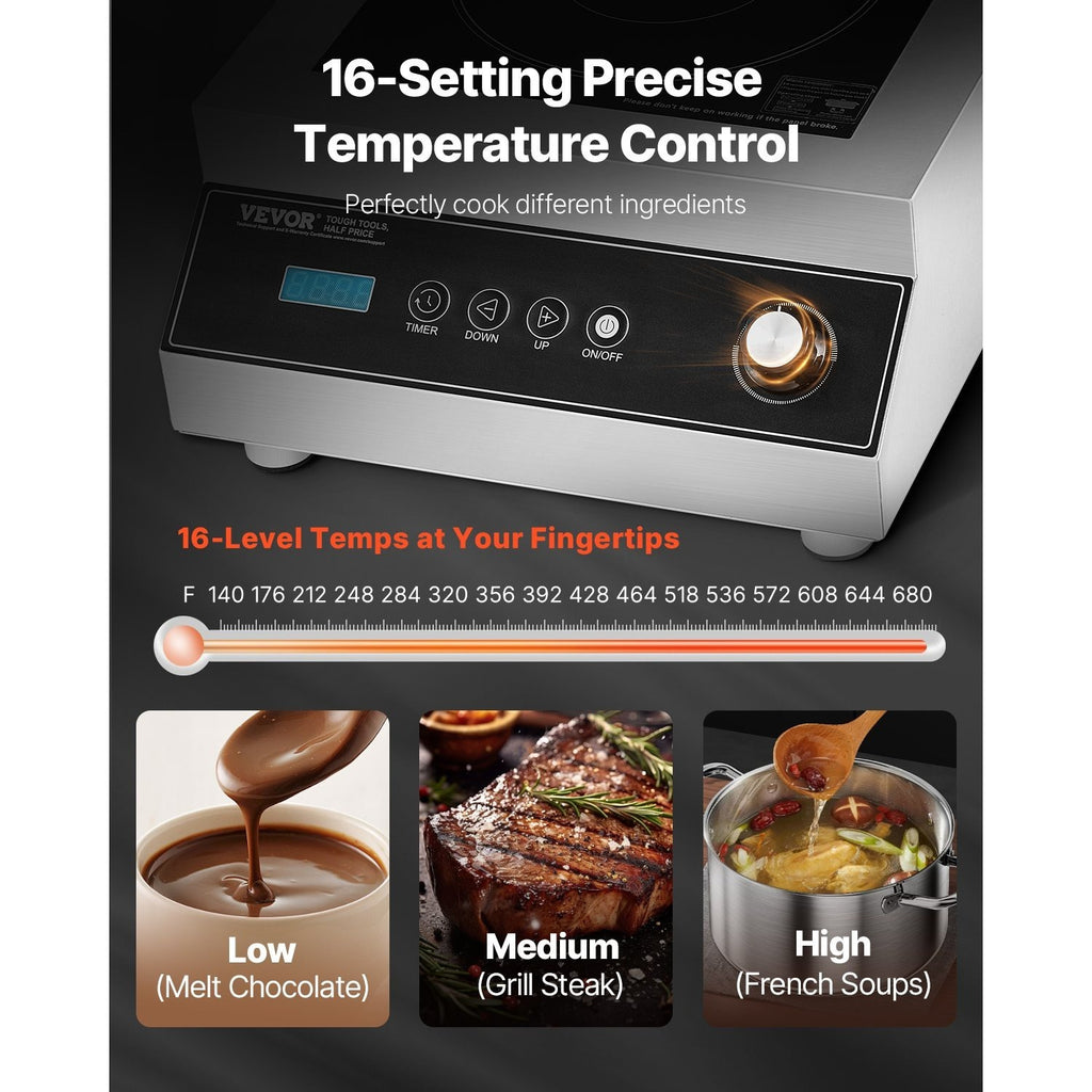 VEVOR Portable Commercial Induction Stove 5000W Countertop Stove Hot Plate