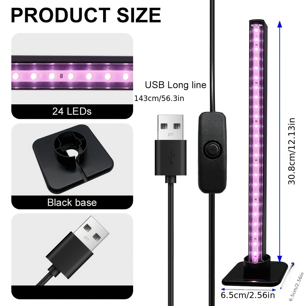 Desktop Full Spectrum Plant Grow Light, Aluminum Alloy Housing, USB Powered, Indoor Supplemental Grow Lamp for Succulents, Small Plants & Desktop Potted Plants