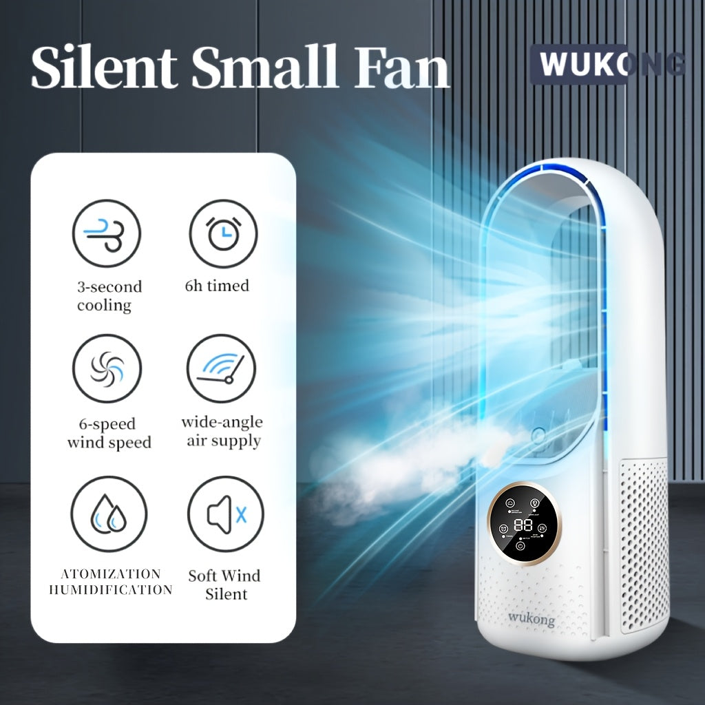 Portable Bladeless Air Conditioner Fan, Personal Evaporative Air Cooler, 6 Speed Levels Mini Cooling Fan, Desktop Cooler Fan for Room and Office
