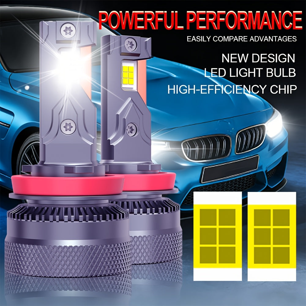 2-Pack - H11/H7/H4/H1, 9005/9006/9012 LED Headlight Combo Bulbs | High/Low Beam Integrated, 6500K Super White High Brightness, 40000 Lumens, Universal Car Headlight, No Battery Needed