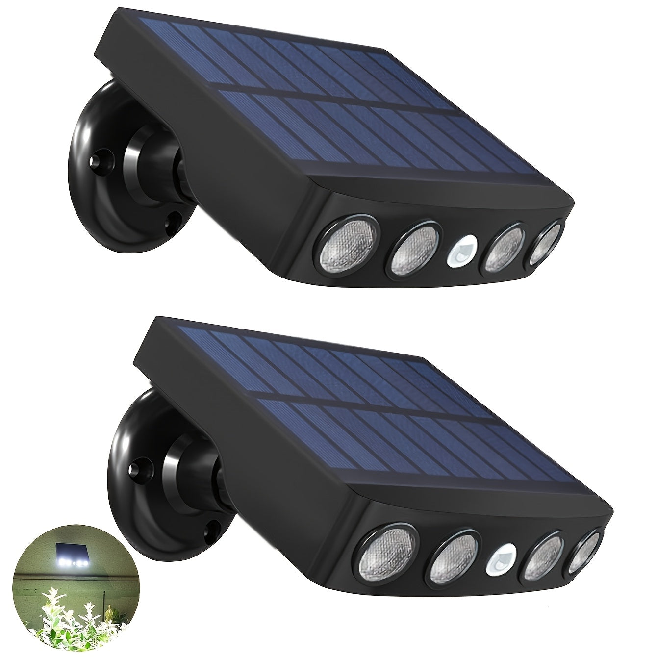Solar Security 4 LED Light Outdoor Decorative Sensor Motion 3 Lighting Modes Street Light Built-in 18650 Lithium Battery Wall Night Working Light IP44 Solar Daylight Garden Light Super Bright Solar Security Light Garden Courtyard