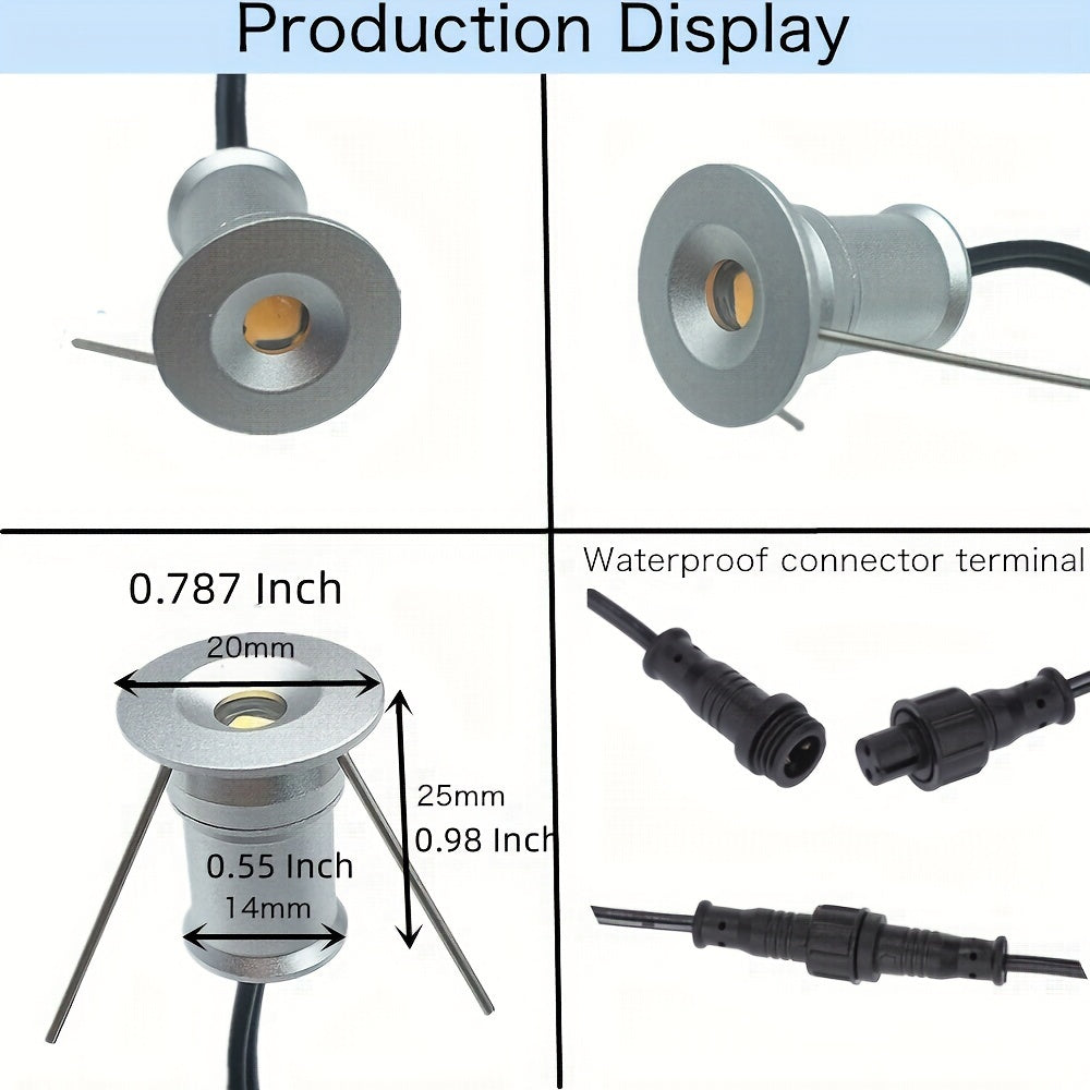 6个/11个 低压 12V 迷你地下灯，LED楼梯地面景观灯，1W楼梯甲板灯，12V花园灯，IP65户外15mm埋地LED灯，庭院、小路、露台装饰射灯