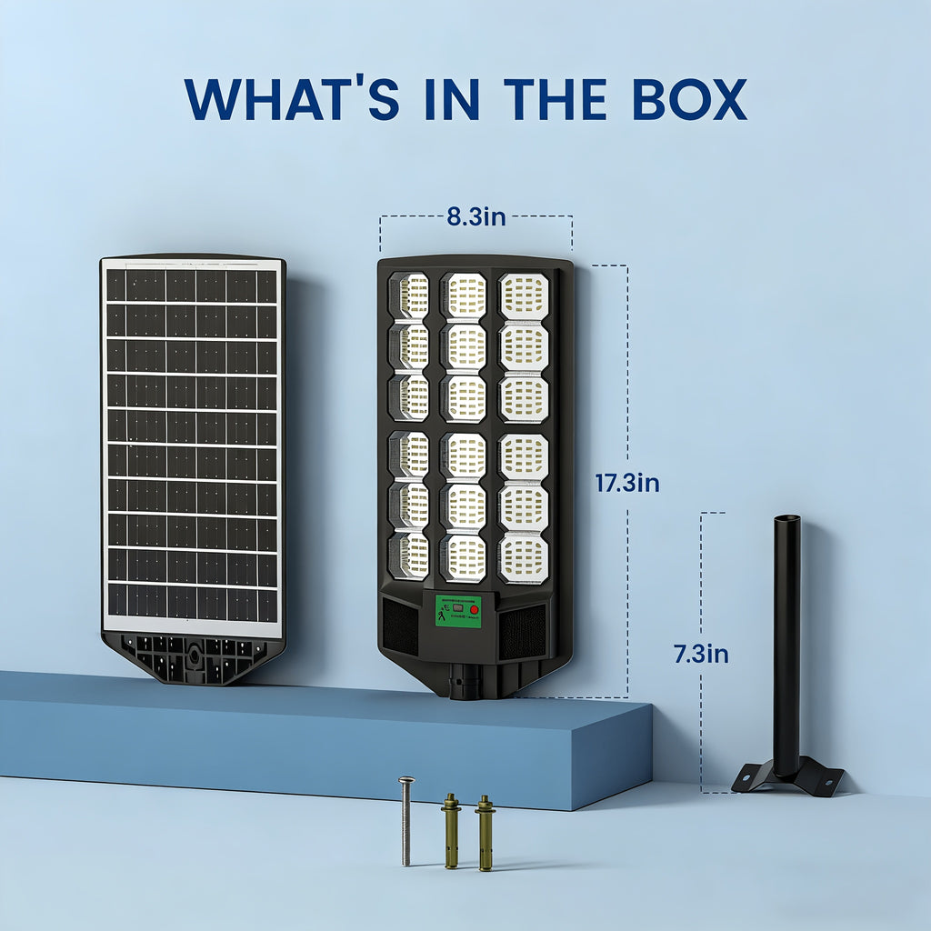 Solar Street Light with 360 LEDs, 6500K Waterproof Sensor Solar Floodlight with Remote Control, Perfect for Nighttime Lighting in Commercial Areas and Parking Lots, Dusk to Dawn.